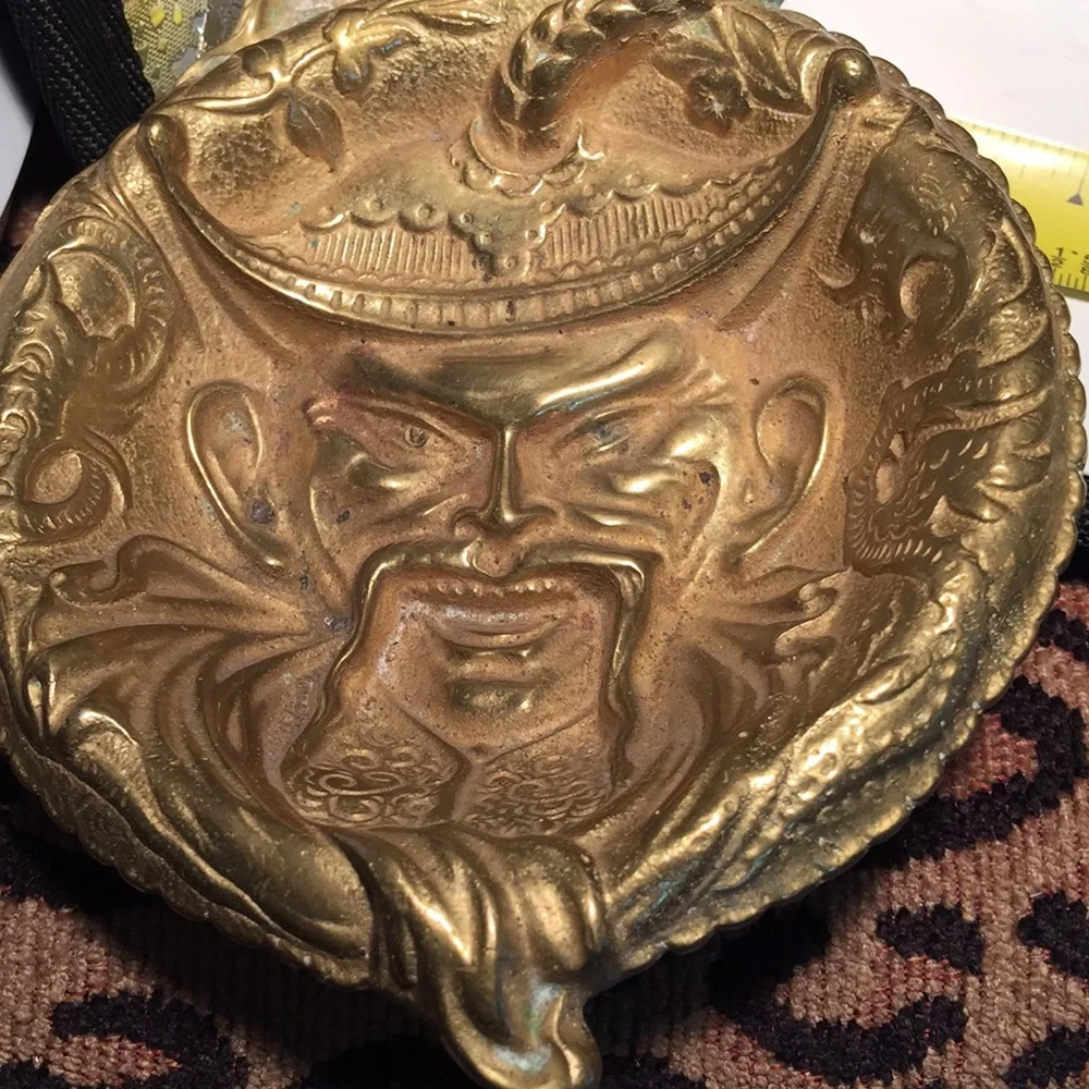 Rare! Antique Chinoiserie gilded bronze trinket holder or scoop